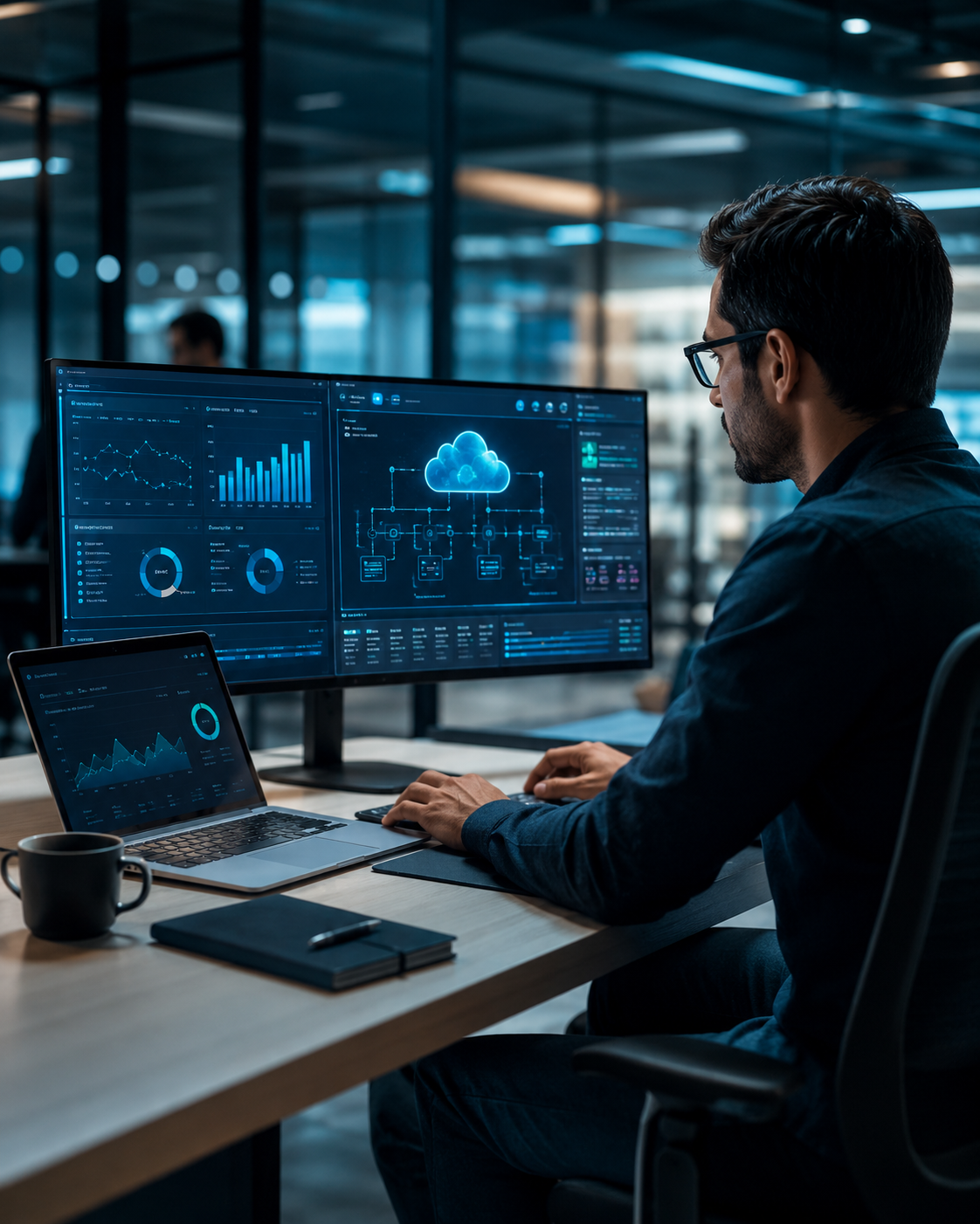 Professional IT services and digital operations workspace