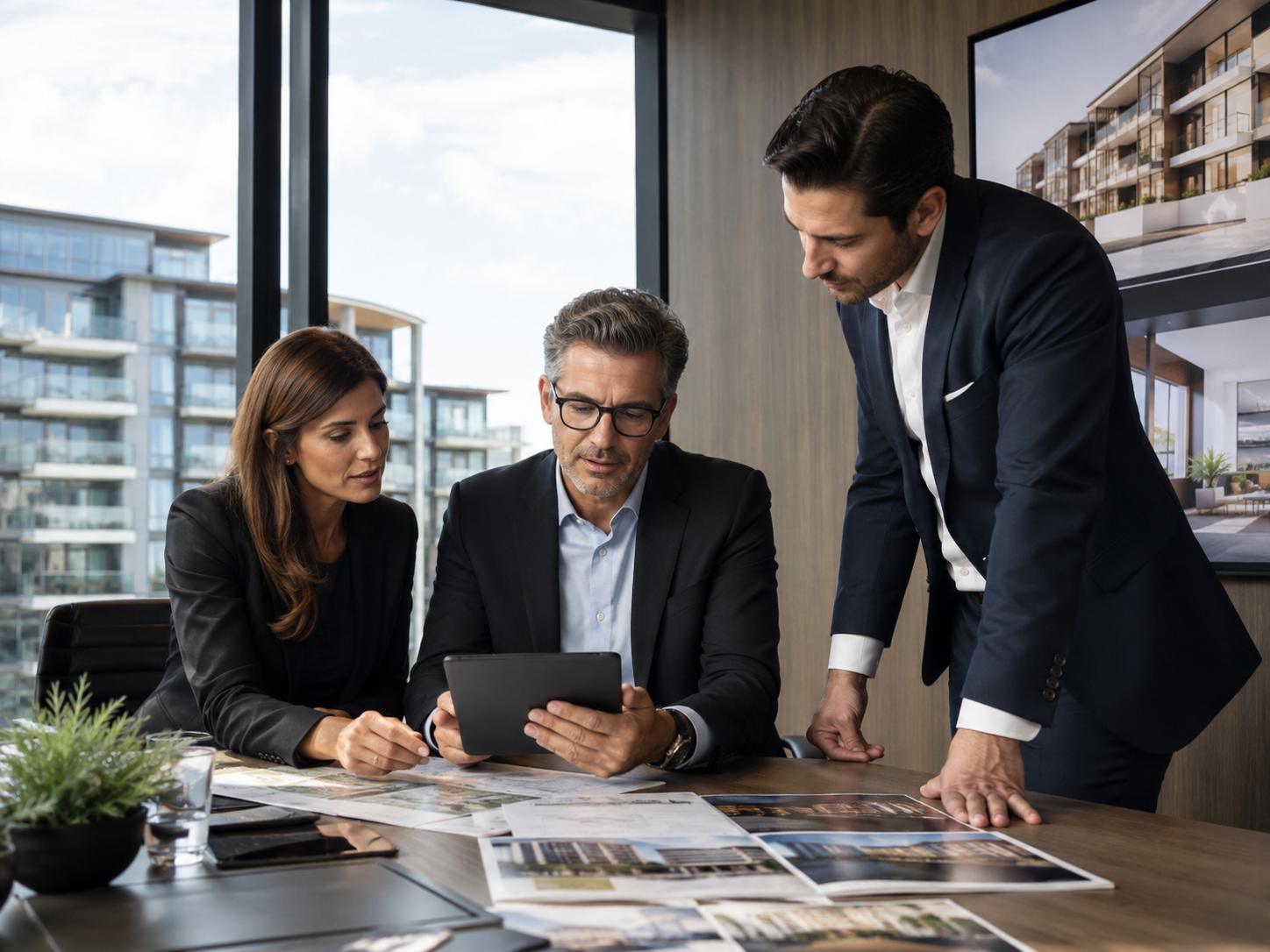 Professional real estate management meeting